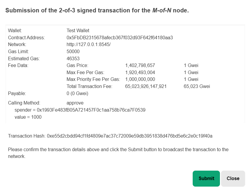 M-of-N Wallet Application - Submit